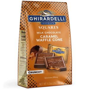 ghirardelli Milk Chocolate Caramel Waffle Cone Squares 9.2 Oz Bag